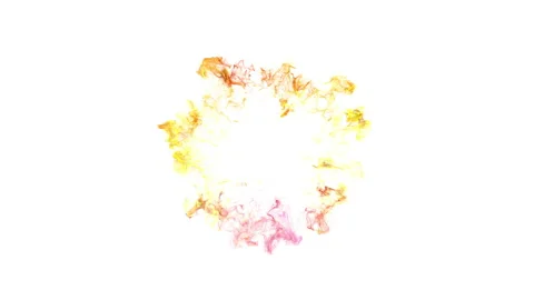 Multiple yellow orange pink multicolored shockwave particle explosions alpha Stock Footage 200868540