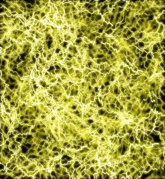 Multiple yellow thunderbolts. Texture of lightning discharges on a black back Stock Photos