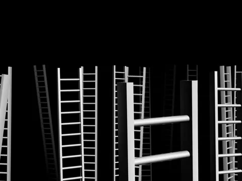 Multiples ladders blending in and moving up Stock-Footage 885070