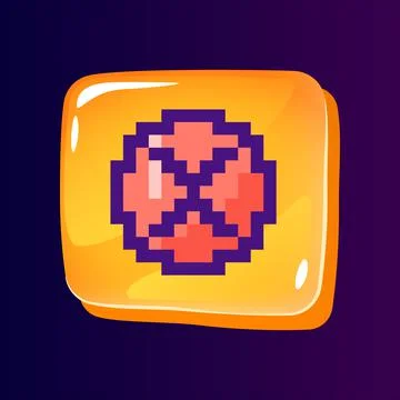 Multiplication action glossy ui button with pixelated color icon Stock Illustration