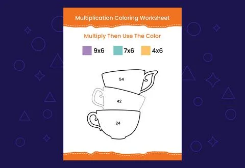 Multiplication Coloring worksheet with the image. Color by numbers math game Stock Illustration