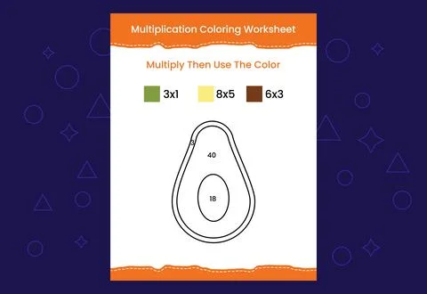 Multiplication Coloring worksheet with the image. Color by numbers math game Stock Illustration