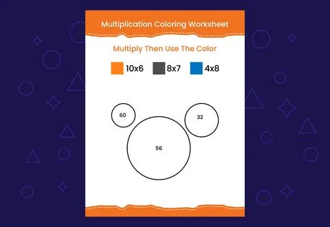 Multiplication Coloring worksheet with the image. Color by numbers math game Stock Illustration