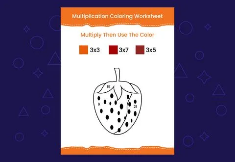 Multiplication Coloring worksheet with the image. Color by numbers math game Stock Illustration