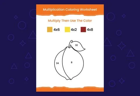 Multiplication Coloring worksheet with the image. Color by numbers math game Stock Illustration