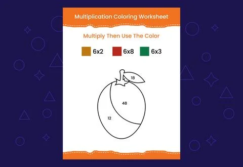 Multiplication Coloring worksheet with the image. Color by numbers math game Stock Illustration