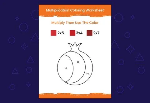 Multiplication Coloring worksheet with the image. Color by numbers math game Stock Illustration