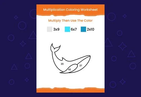 Multiplication Coloring worksheet with the image. Color by numbers math game Stock Illustration
