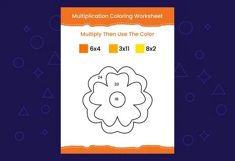 Multiplication Coloring worksheet with the image. Color by numbers math game Stock Illustration
