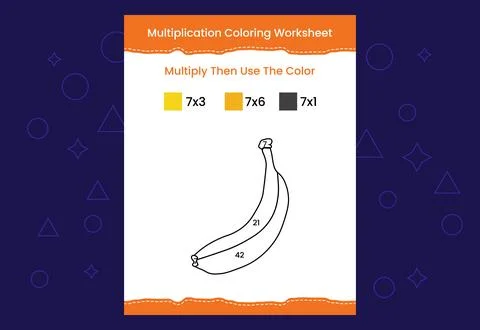 Multiplication Coloring worksheet with the image. Color by numbers math game Stock Illustration