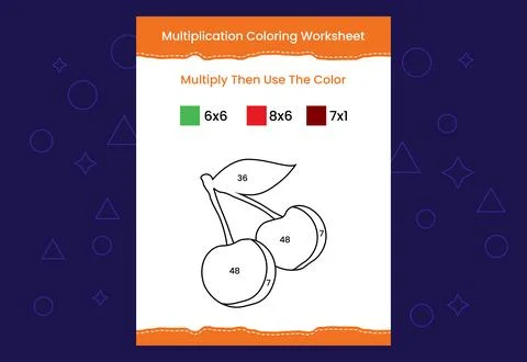 Multiplication Coloring worksheet with the image. Color by numbers math game Stock Illustration