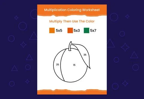 Multiplication Coloring worksheet with the image. Color by numbers math game Stock Illustration
