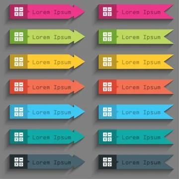 Multiplication, division, plus, minus icon Math symbol Mathematics Set of col Stock Illustration