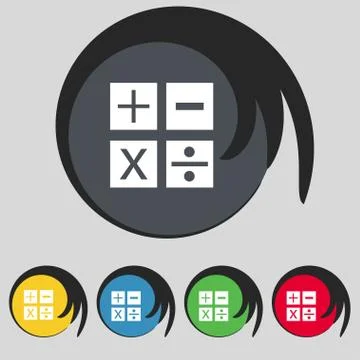 Multiplication, division, plus, minus icon Math symbol Mathemati Stock Illustration