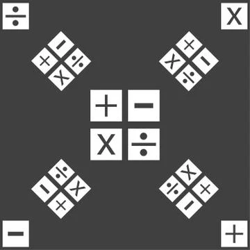 Multiplication, division, plus, minus icon Math symbol Mathematics. Seamless  Stockillustratie