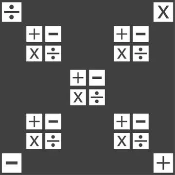 Multiplication, division, plus, minus icon Math symbol Mathematics. Seamless  Stockillustratie