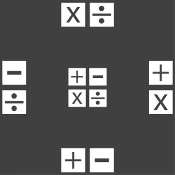 Multiplication, division, plus, minus icon Math symbol Mathematics. Seamless  Stockillustratie