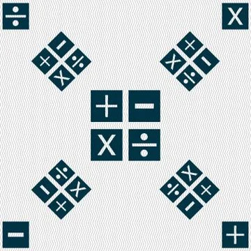 Multiplication, division, plus, minus icon Math symbol Mathematics. Seamless pat Stockillustratie