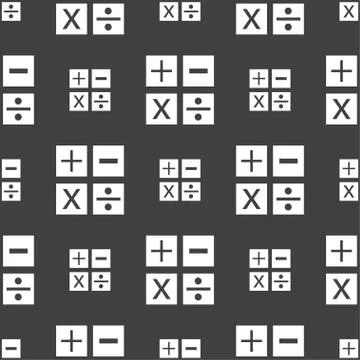 Multiplication, division, plus, minus icon Math symbol Mathematics. Seamless pat イラスト素材