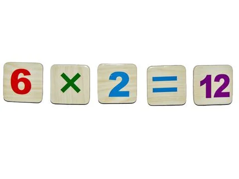 Multiplication operation with colored numbers - mathematics Stock Photos
