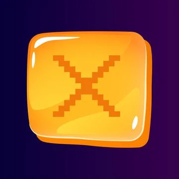 Multiplication sign glossy ui button with pixelated icon Illustrazione stock