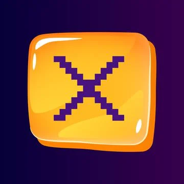 Multiplication sign glossy ui button with pixelated color icon Stock Illustration