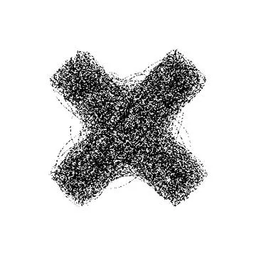 Multiplication sign made of particles isolated on white background. Vector il Stock Illustration