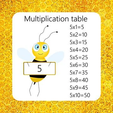 Multiplication Square. School vector illustration wuth bee. Multiplication Table Stock Illustration