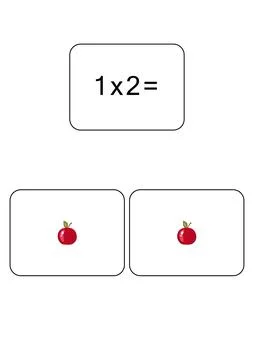 Multiplication table of 1. Maths card with an example, drawing. Multiplication 스톡 일러스트