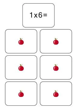 Multiplication table of 1. Maths card with an example, drawing. Multiplication Stock Illustration
