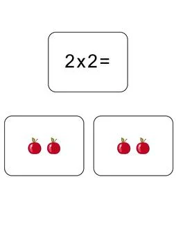 Multiplication table of 2. Maths card with an example, drawing. Multiplication 스톡 일러스트