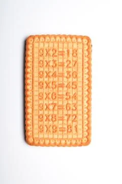 Multiplication table embossed on a cookie Stock Photos
