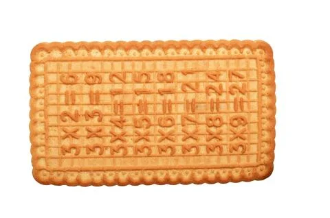 Multiplication table embossed on a cookie Stock Photos