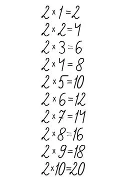 Multiplication table of numbers drawn by hand, handmade for design decoration on Illustration