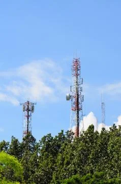 Multiplicity communications tower Stock Photos