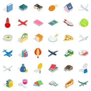 Multiplicity icons set, isometric style Stock Illustration