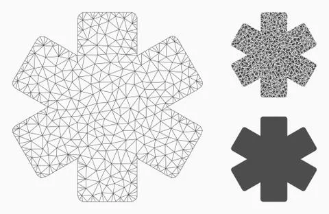 Multiply Math Operation Vector Mesh 2D Model and Triangle Mosaic Icon Stock Illustration