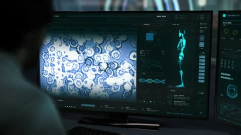 Multiplying Microbe Cells Scanned On A Microscopic Level By Medical Software Stock Footage 218472000