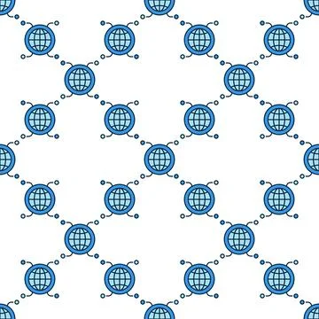 Multipolarity International Relations vector round blue seamless pattern Stock Illustration