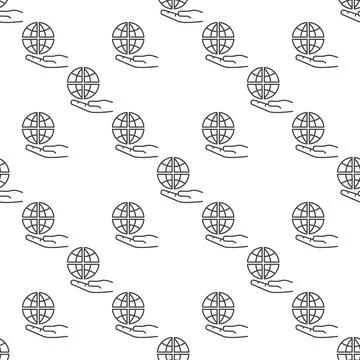 Multipolarity vector Hand with Earth outline seamless pattern 스톡 일러스트