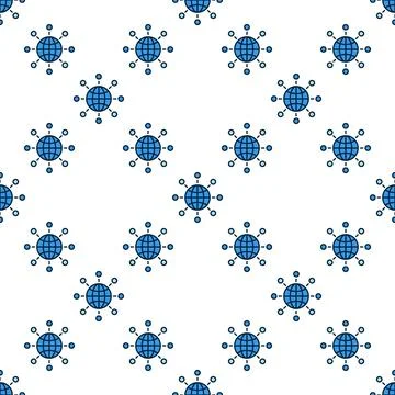 Multipolarity vector World Globe with Circles blue seamless pattern Illustrazione stock