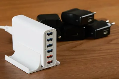Multiport charging station Stock Photos