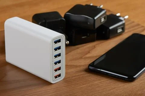 Multiport charging station Stock Photos