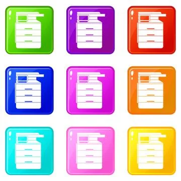 Multipurpose device, fax, copier and scanner icons 库存插图