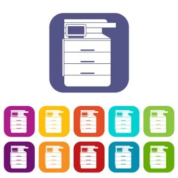Multipurpose device, fax, copier and scanner icons Stock Illustration