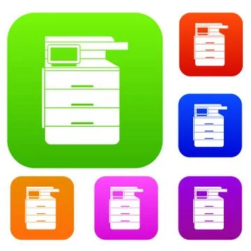 Multipurpose device, fax, copier and scanner set collection 库存插图