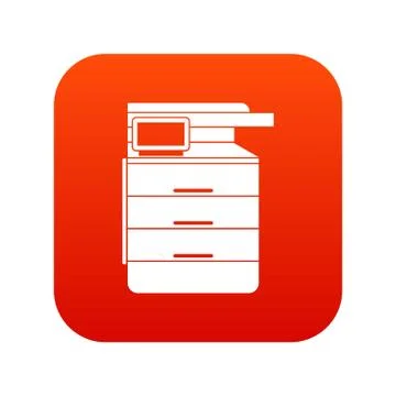 Multipurpose device, fax, copier and scanner icon digital red Stock Illustration