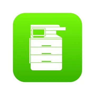 Multipurpose device, fax, copier and scanner icon digital green 스톡 일러스트