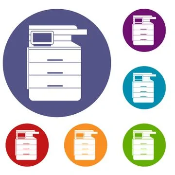 Multipurpose device, fax, copier and scanner icons 库存插图