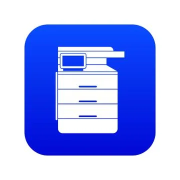 Multipurpose device, fax, copier and scanner icon digital blue 库存插图